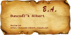 Buncsák Albert névjegykártya
